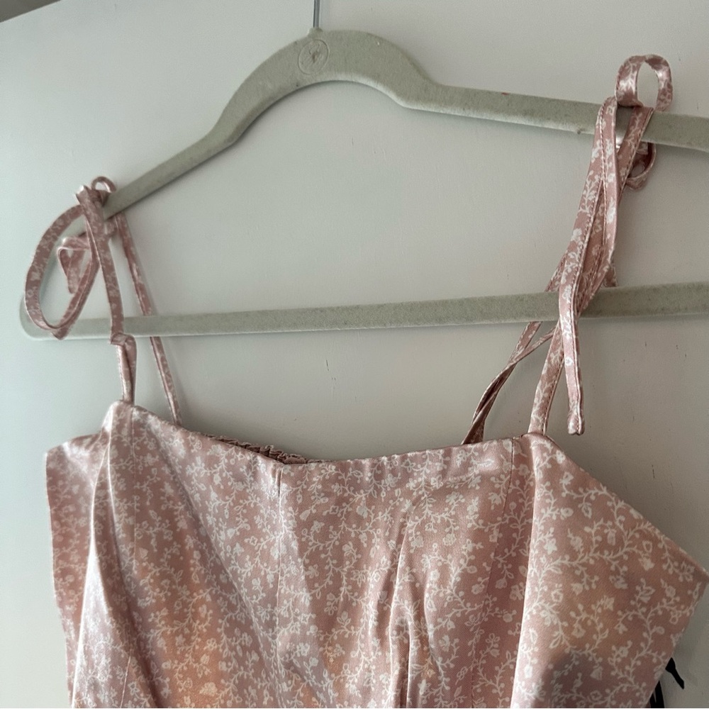 1.State Date Peplum Top Pink Spaghetti Strap Tank - Picture 5 of 6